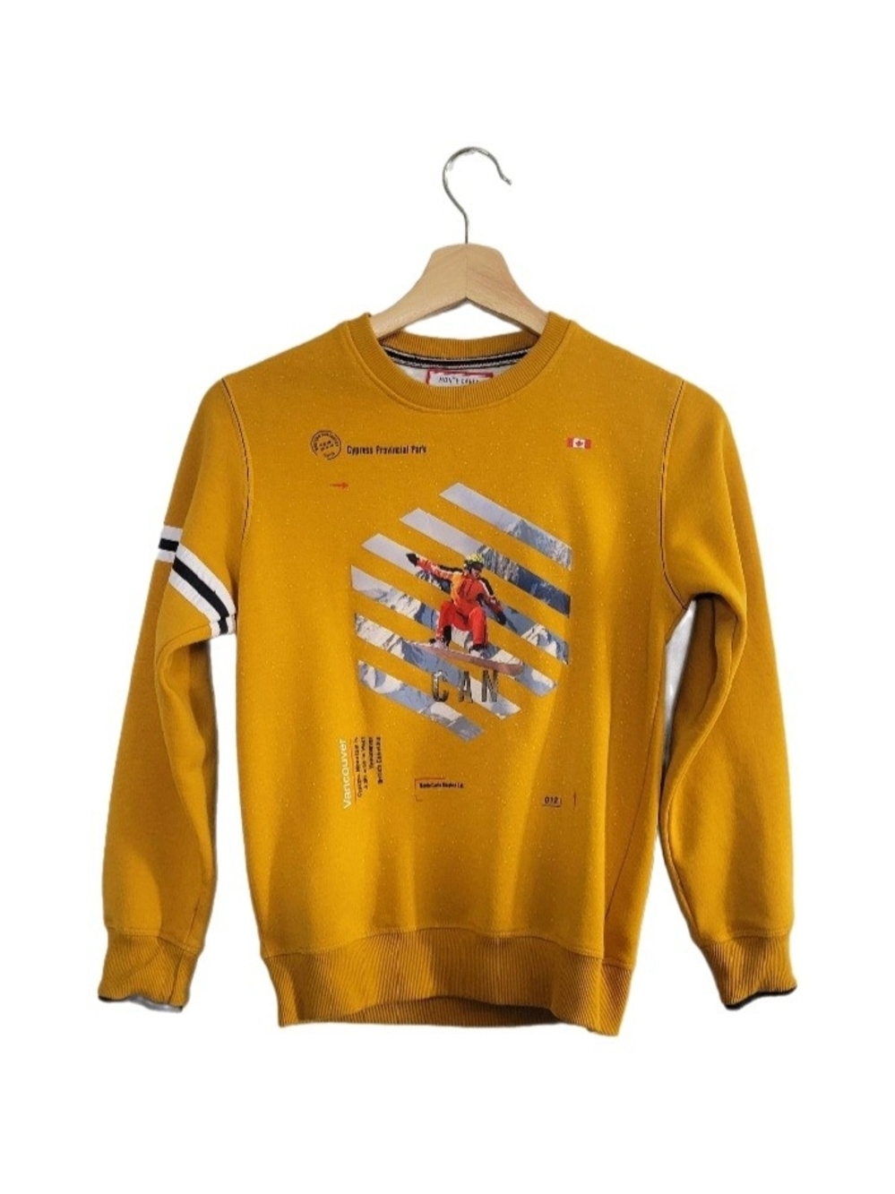 MONTE Carlo Snowboard Graphic Sweatshirt Youth M/L Yellow Ski Vibe